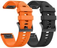 notocity compatible with fenix 5x watch bands 26mm silicone watch strap for fenix 5x/fenix 5x plus/fenix 6x/fenix 6x pro/fenix 3/fenix 3 hr/tactix/descent mk1/d2 delta px/d2 charlie(black/orange) logo