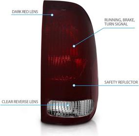 img 1 attached to 🚘 Усилите свою серию Ford F с темными красными фонарями и стоп-сигналами AmeriLite в стиле завода - полный заменительный набор для моделей F150, F250, F350 SuperDuty - оригинальный дизайн и галогеновая технология - две стороны включены: водительская и пассажирская.