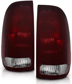 img 3 attached to 🚘 Усилите свою серию Ford F с темными красными фонарями и стоп-сигналами AmeriLite в стиле завода - полный заменительный набор для моделей F150, F250, F350 SuperDuty - оригинальный дизайн и галогеновая технология - две стороны включены: водительская и пассажирская.