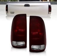 ๐ enhance your ford f-series with amerilite dark red factory style taill lights and brake lamps - complete replacement set for f150, f250, f350 superduty models - oem design and halogen technology - driver and passenger side included logo