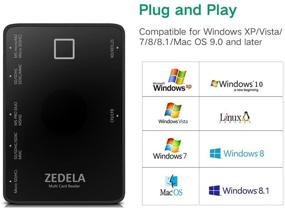 img 2 attached to 📸 Zedela USB 3.0 Card Reader: High-Speed 7-in-1 Adapter for Camera Memory Cards – Compatible with Mac OS, Windows, Linux, Chrome – 5Gbps Transfer Rate - Includes 21in USB Cable