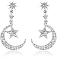 🌙 bohemian rhinestone stud earrings - sun, star, moon drop dangle earrings for women & girls, crescent sun moon design logo