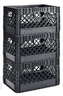 🧱 muscle rack pmk24qtb-3: black heavy duty rectangular stackable dairy milk crates, 24 quart 3 pack | 11" height, 19" width logo