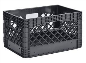 img 3 attached to 🧱 Muscle Rack PMK24QTB-3: Black Heavy Duty Rectangular Stackable Dairy Milk Crates, 24 Quart 3 Pack | 11" Height, 19" Width