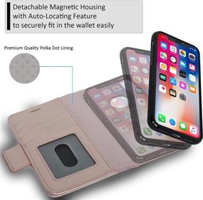 img 1 attached to 🌹 Navor Vajio Series RFID-Protected Detachable Magnetic Wallet Case and Universal Car Mount - Rose Gold, Compatible for iPhone Xs/X