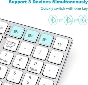 img 2 attached to 💻 JOYACCESS Bluetooth Клавиатура - Ультра-тонкая, Перезаряжаемая Многопользовательская, Алюминиевая Клавиатура Совместимая с MacBook Pro/Air, Ноутбуком, iPad Pro/Air, iOS, iMac, Android - Серебристого цвета.