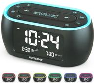 🕰️ glow small alarm clock radio for bedrooms with 7 color night light, dual alarm, dimmer, usb charger, battery backup, nap timer, fm radio with auto-off timer for bedside by housbay. logo