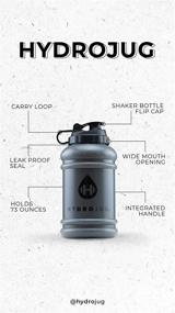 img 3 attached to 🥤 Reusable HydroJug 64oz Water Bottle - Durable BPA Free Plastic, Integrated Handle, and Carry Loop - Half Gallon Hydro Jug (Charcoal)