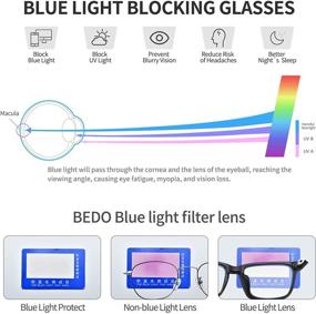 img 2 attached to 👓 Protect Your Child's Eyes with BEDO Kids Anti Blue Light Glasses: Classic Rectangle Eyewear for 7-12 Years