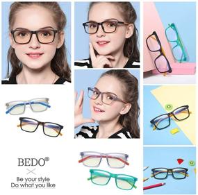 img 1 attached to 👓 Protect Your Child's Eyes with BEDO Kids Anti Blue Light Glasses: Classic Rectangle Eyewear for 7-12 Years