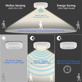 img 2 attached to Indoor Battery Operated LED Ceiling Lights - Motion Sensor Step Light, 4 D-Cell Battery Powered (Batteries NOT Included), for Hallway, Laundry, Stairs, Garage, Bathroom, Doorway, Corridor - Warm White 3000K