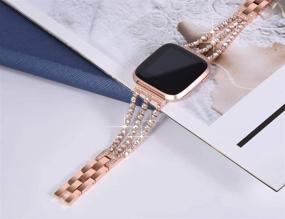 img 3 attached to Stylish Rose Gold Surace Bracelet with Diamond for Fitbit Versa 3 and Sense Bands: A Perfect Replacement for Women's Smart Watch
