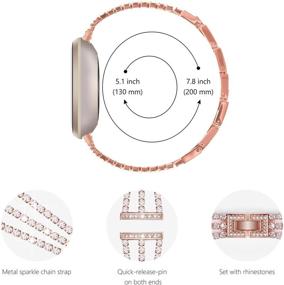 img 1 attached to Stylish Rose Gold Surace Bracelet with Diamond for Fitbit Versa 3 and Sense Bands: A Perfect Replacement for Women's Smart Watch
