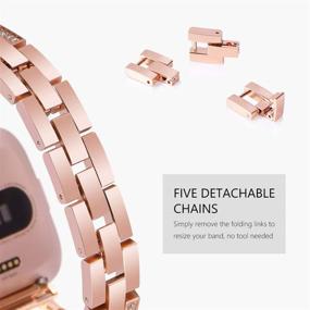 img 2 attached to Stylish Rose Gold Surace Bracelet with Diamond for Fitbit Versa 3 and Sense Bands: A Perfect Replacement for Women's Smart Watch