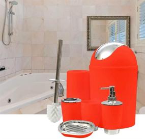 img 1 attached to 🛁 WOOPOWER 6-Piece Bathroom Accessories Set in Red - Toothbrush Holder, Waste Bin, Soap Dish, Toilet Brush, Rinse Cup, Sprayer Bottle - Ideal for Home, Office, Apartment, Hotel, and More