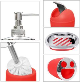 img 3 attached to 🛁 WOOPOWER 6-Piece Bathroom Accessories Set in Red - Toothbrush Holder, Waste Bin, Soap Dish, Toilet Brush, Rinse Cup, Sprayer Bottle - Ideal for Home, Office, Apartment, Hotel, and More