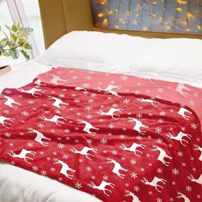 img 2 attached to 🎄 WISH TREE Christmas Blanket: Red Reindeer Patterned 300 GSM Fleece Throw for Kids and Adults - 50x60 Inch