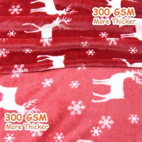 img 1 attached to 🎄 WISH TREE Christmas Blanket: Red Reindeer Patterned 300 GSM Fleece Throw for Kids and Adults - 50x60 Inch