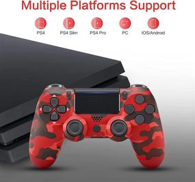 img 1 attached to 🎮 Enhance Your Gaming Experience with ADHJIE PS-4 Wireless Controller Dual Vibration Gamepad Joystick - Compatible with PS4/Slim/Pro/PC Console (Red Camo)!
