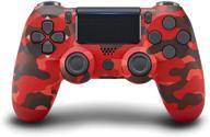 🎮 enhance your gaming experience with adhjie ps-4 wireless controller dual vibration gamepad joystick - compatible with ps4/slim/pro/pc console (red camo)! logo