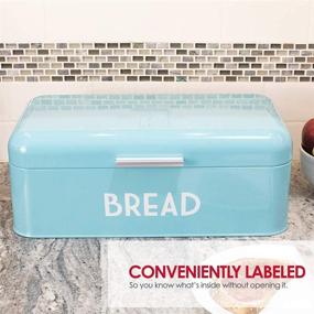 img 2 attached to 🍞 Home Basics Grove Bread Box: Vintage Turquoise Kitchen Storage for Bread Loaf, Rolls, and Baked Goods