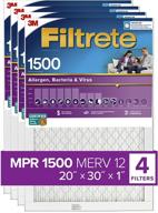🌬️ filtrete 20x30x1 ac furnace air filter, mpr 1500, healthy living ultra allergen, 4-pack (19.84 x 29.84 x 0.78) логотип