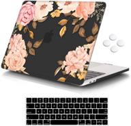 🖤 icasso macbook pro 13 inch case 2016-2020 - black watercolor rose design with keyboard cover logo