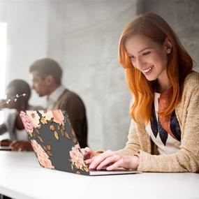 img 2 attached to 🖤 iCasso MacBook Pro 13 inch Case 2016-2020 - Black Watercolor Rose Design with Keyboard Cover