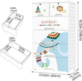 img 2 attached to 🗄️ Пластиковый комод Nafenai с 6 ящиками и органайзером для хранения одежды/игрушек - спальня, игровая комната, гардероб - большие ящики с 2 замками - белый.