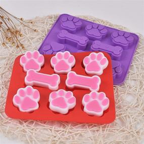 img 2 attached to 🐾 Cozihom Dog Paw & Bone Shaped Silicone Molds - 2 in 1, 8 Cavity, Food Grade for Chocolate, Candy, Cake, Pudding, Jelly, Dog Treats - 5 Pcs