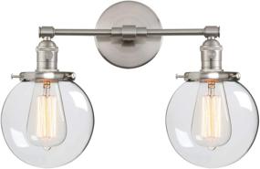 img 4 attached to Stylish Phansthy Industrial Wall Light: Clear Double Sconce with 5.9 Inches Glass Round Canopy and On/Off Button (Brushed Finish)