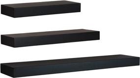 img 2 attached to 🔲 Kiera Grace FN00372-0 Modern Black Floating Shelves - Pack of 3, 3 Count