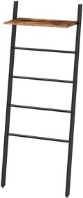 img 4 attached to 🔶 HOOBRO 5-Tier Blanket Ladder with Storage Shelf - Rustic Brown Metal Frame Towel Drying and Display Rack for Bathroom, Bedroom, Laundry Room - 25.2 Inch Wide Quilts Rack, BF73CJ01