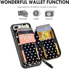 img 2 attached to 📱 ZVE Wallet Case for Apple iPhone 8 Plus and 7 Plus - Crossbody Chain, Polka Dot Design with Card Slots and Zipper Purse