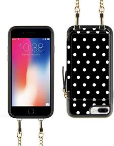 img 3 attached to 📱 ZVE Wallet Case for Apple iPhone 8 Plus and 7 Plus - Crossbody Chain, Polka Dot Design with Card Slots and Zipper Purse