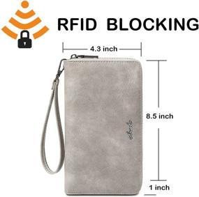 img 1 attached to OPAGE Women's RFID Blocking Zip Around Leather Wallet - Large Capacity Clutch with Phone Holder and Credit Card Wristlet
