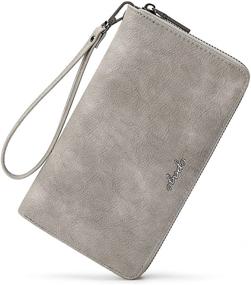 img 4 attached to OPAGE Women's RFID Blocking Zip Around Leather Wallet - Large Capacity Clutch with Phone Holder and Credit Card Wristlet