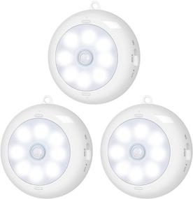 img 4 attached to Indoor Motion Sensor Light, BLS LED Night Light for Closets, Under Cabinet Battery Powered Ceiling Lights, AA Battery Operated Wireless Puck Lights, Stick-on Wall Lights for Step and Stair, Dimmable (Pack of 3)