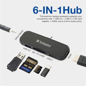 img 3 attached to 🔌 Verbatim 6-in-1 USB C Hub Adapter with 4K HDMI, 100W Power Delivery, USB 3.0 Ports, SD Card Readers, and a 3.5mm Audio Port for USB C Laptops