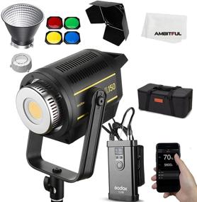 img 4 attached to 🎥 Godox VL150 LED Video Light with 150WS Power, 5600K White Color, High CRI 96+ and TLCI 95, V-Port Lithium Battery Compatibility for Bowens Mount, includes BD-04 Barn Door and Reflector
