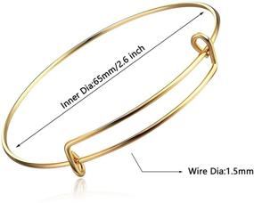 img 2 attached to 📿 Aybloom Expandable Bangle Charm Bracelet - Adjustable Stainless Steel Wire Bracelet for Women, Ideal for DIY Jewelry Making