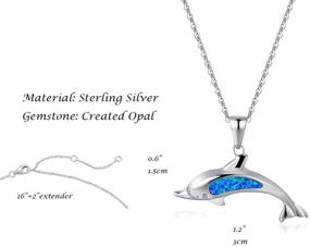 img 3 attached to 🌊 FANCIME 925 Sterling Silver Dolphin Starfish Necklace: Stunning Blue Created Opal Pendant for Women Girls in Dainty Fine Jewelry - 18-Inch Chain Length