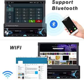 img 2 attached to 🚗 Ультрасовременная автомагнитола Single Din на базе Android с DVD, Bluetooth, GPS и 7-дюймовым выдвижным сенсорным экраном - полное мультимедийное сопровождение в автомобиле.