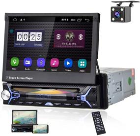 img 4 attached to 🚗 Ультрасовременная автомагнитола Single Din на базе Android с DVD, Bluetooth, GPS и 7-дюймовым выдвижным сенсорным экраном - полное мультимедийное сопровождение в автомобиле.