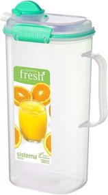 img 3 attached to 🥤 Sistema Fresh Collection Square Juice Jug: 67.63 oz/8.45 Cup, Clear/Robin Egg Blue - Optimal Storage Solution for Beverages