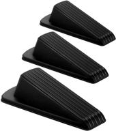 crosize rubber door stop wedge - sturdy stackable door stop for floors, 🚪 prevent lock-outs and door gaps - heavy duty door stop for carpets (3 pack, black) logo