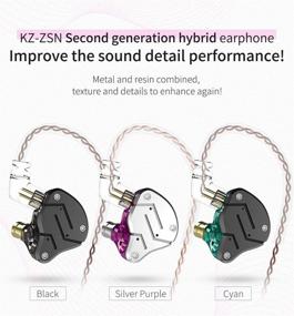 img 3 attached to Explore Exceptional Sound Quality with the Tangle-Free KZ ZSN Hybrid Driver IEM in Black Cyan for Musicians