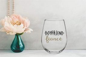 img 3 attached to 🥂 Unique Engagement Gifts: Boyfriend and Girlfriend 15 oz Stemless Wine Glasses (Set of 2)