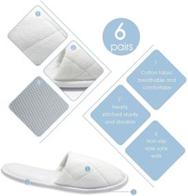 img 2 attached to 🏨 6 Pairs of Soft and Thick Cotton Velvet Spa Slippers - Non-slip and Washable - Ideal for Houseguests, Hotels, and Travel (WHITE)