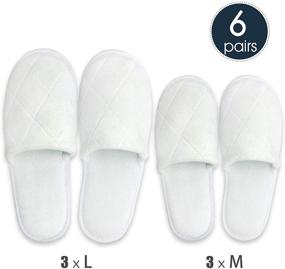 img 3 attached to 🏨 6 Pairs of Soft and Thick Cotton Velvet Spa Slippers - Non-slip and Washable - Ideal for Houseguests, Hotels, and Travel (WHITE)